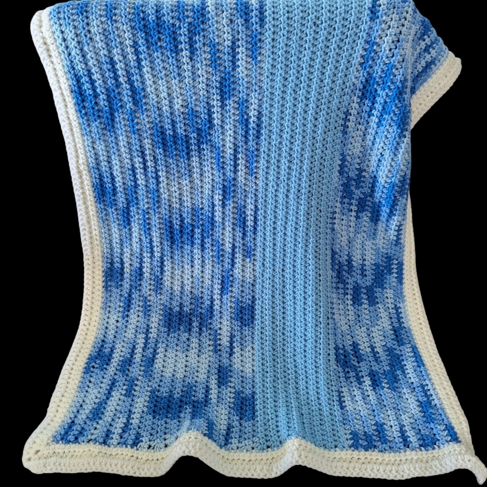 Handmade Crochet Shades Of Blue Afghan
